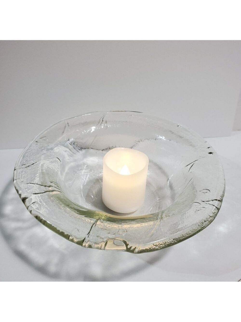 Pier1 Imports Handblown Glassware floral embossed cabbage leaf bowl